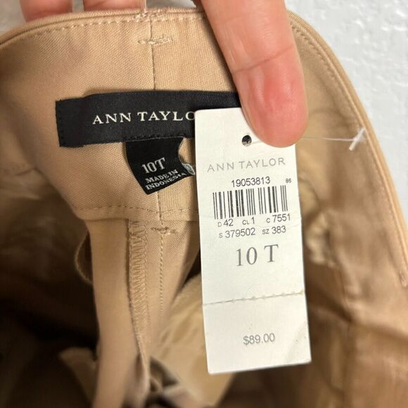 Ann Taylor Devine Flat Front Straight Slim Flare Leg Dress Khaki Pants 10T - Picture 9 of 11
